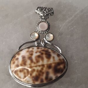 Elegant Silver and Brown Pendant Necklace